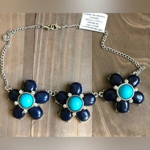Blue and Turquoise Flower Necklace
